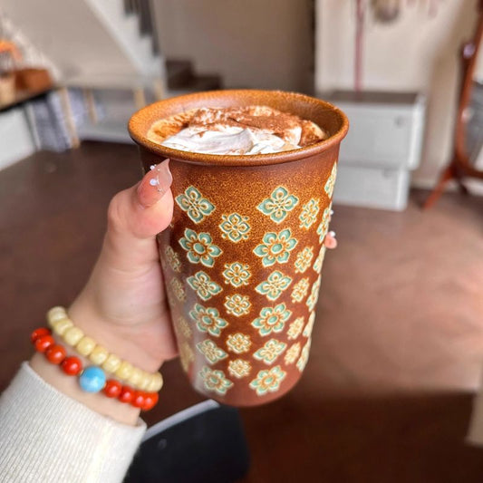 Ang-Inspired Baoxiang Flower Handmade Cup – Large Cola & Coffee Mug