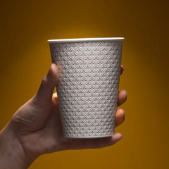 Qiyuan Under-glaze Floral Carved Diamond Pattern Drink Cup (360ML) - Moonlight White