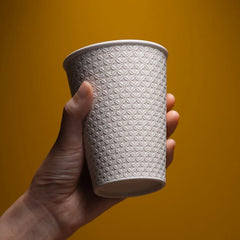 Qiyuan Under-glaze Floral Carved Diamond Pattern Drink Cup (360ML) - Moonlight White