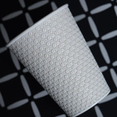 Qiyuan Under-glaze Floral Carved Diamond Pattern Drink Cup (360ML) - Moonlight White