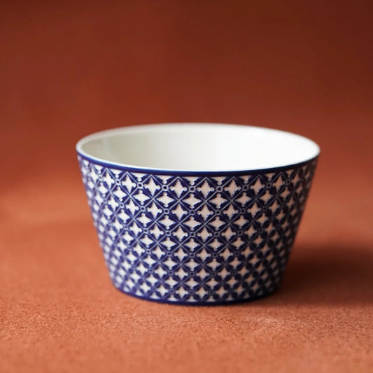 "Qiyuan" Handcrafted Underglaze Carved Peony Porcelain Cup – 110ml