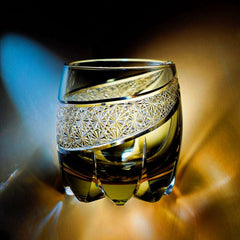 ClayWhispers Handcrafted Obsidian Lightning Whisky Glass With Wooden Box