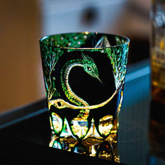 Claywhispers Handcrafted Green Serpent Whisky Glass With Wooden Box