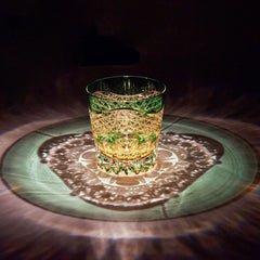 Edo Kiriko Emerald Prism | Hand Cut Crystal Whiskey Glass & Old Fashioned Rocks Glass | Luxury Gift in Wooden Box (10oz)