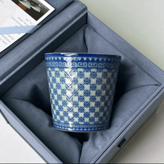 Handcrafted Celadon Coffee Cup with Embossed Design (260ml)