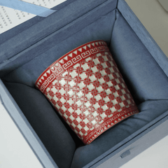 Handcrafted Celadon Coffee Cup with Embossed Design (260ml)