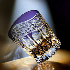Edo Kiriko Emerald Prism | Hand Cut Crystal Whiskey Glass & Old Fashioned Rocks Glass | Luxury Gift in Wooden Box (10oz)