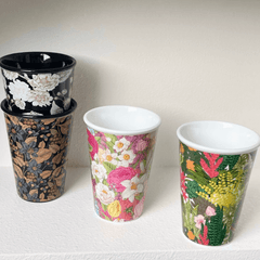 Handcrafted Embossed Coffee Cup with High-Temperature Underglaze (400ml)
