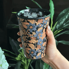 Handcrafted Embossed Coffee Cup with High-Temperature Underglaze (400ml)