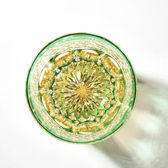 Edo Kiriko Emerald Prism | Hand Cut Crystal Whiskey Glass & Old Fashioned Rocks Glass | Luxury Gift in Wooden Box (10oz)