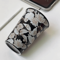 Handcrafted Embossed Coffee Cup with High-Temperature Underglaze (400ml)