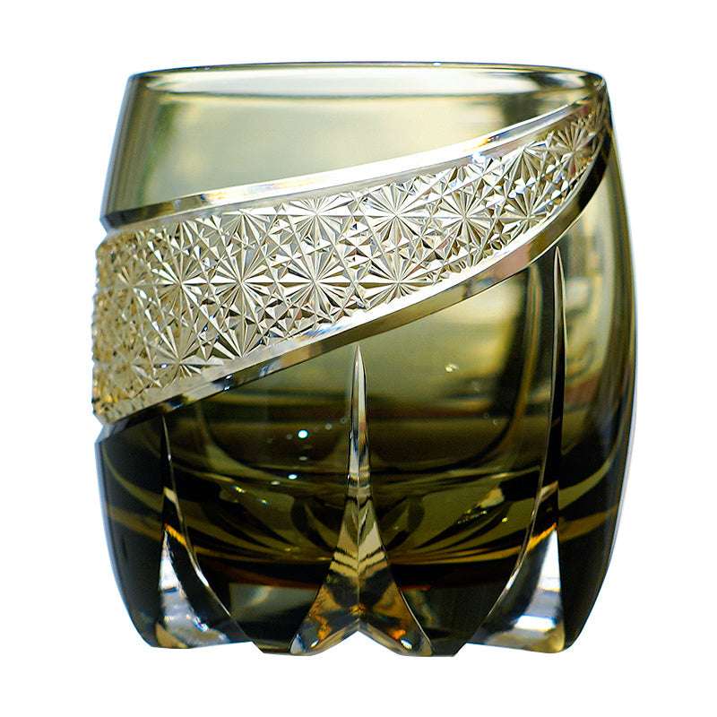ClayWhispers Handcrafted Obsidian Lightning Whisky Glass With Wooden Box