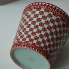 Handcrafted Celadon Coffee Cup with Embossed Design (260ml)