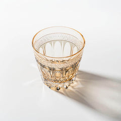 Edo Kiriko Amber Sakura Cut Glass – Handcrafted 320ml Drinkware