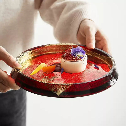 Toyo-Sasaki Handcrafted Gold Leaf Glass Plate Collection