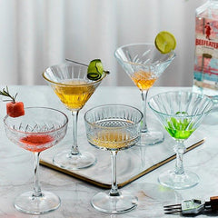 Patterned Martini Cocktail Glasses sets of two