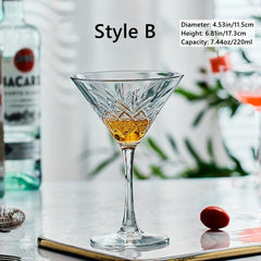 Patterned Martini Cocktail Glasses sets of two