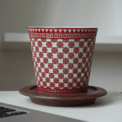 Handcrafted Celadon Coffee Cup with Embossed Design (260ml)