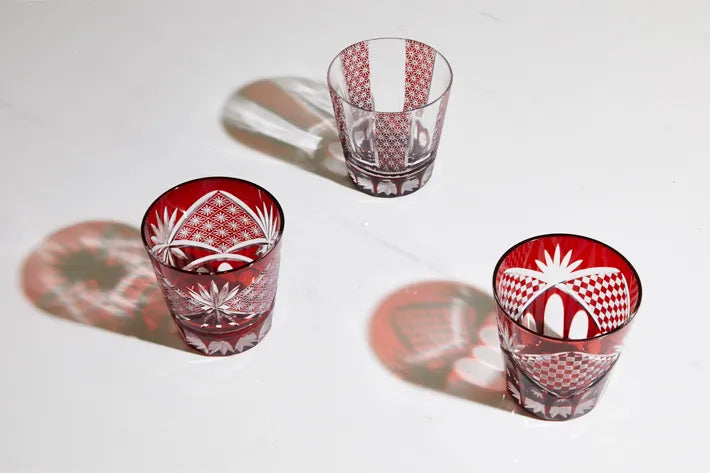 Edo Kiriko whisky glasses for care and cleaning guide with hand-cut crystal details