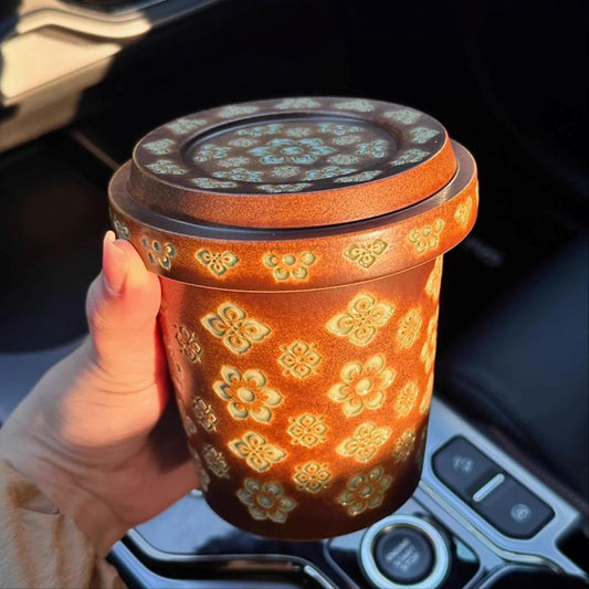 Handmade Tang Baoxiang Lidded Cup – Large Capacity Milk Tea & Office Mug