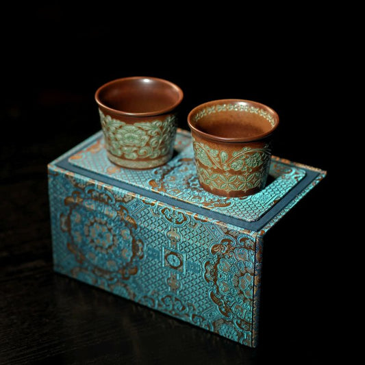 Handmade Tang Dynasty Baoxiang Floral Coffee Cup Set – Ceramic Gift Set