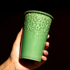 Blossom Series Handmade Cola Glass Cup, Large Capacity Drinking Glass for Home & Office