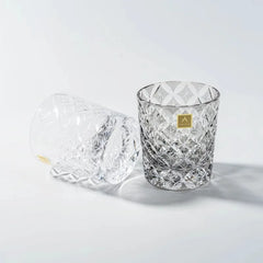 Edo Kiriko Starlight Crystal whisky glasses showing clear and gold crystal variations