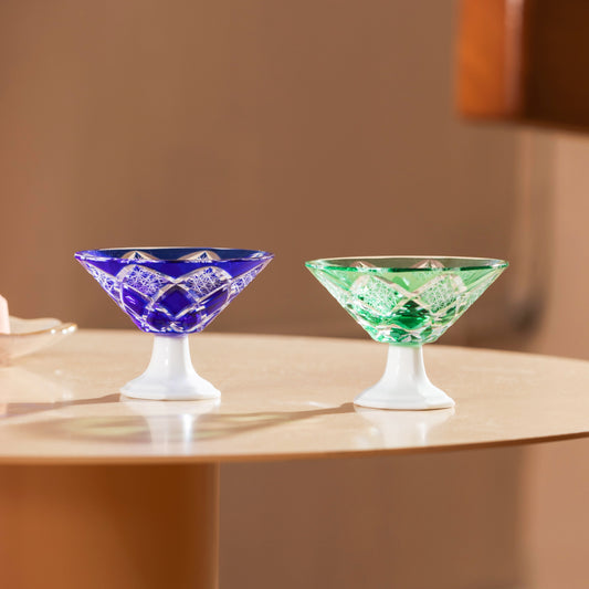 Edo Kiriko Handcrafted Kohaku Sake Glass