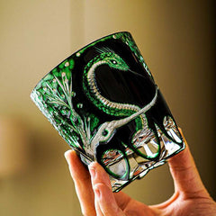 Claywhispers Handcrafted Green Serpent Whisky Glass With Wooden Box