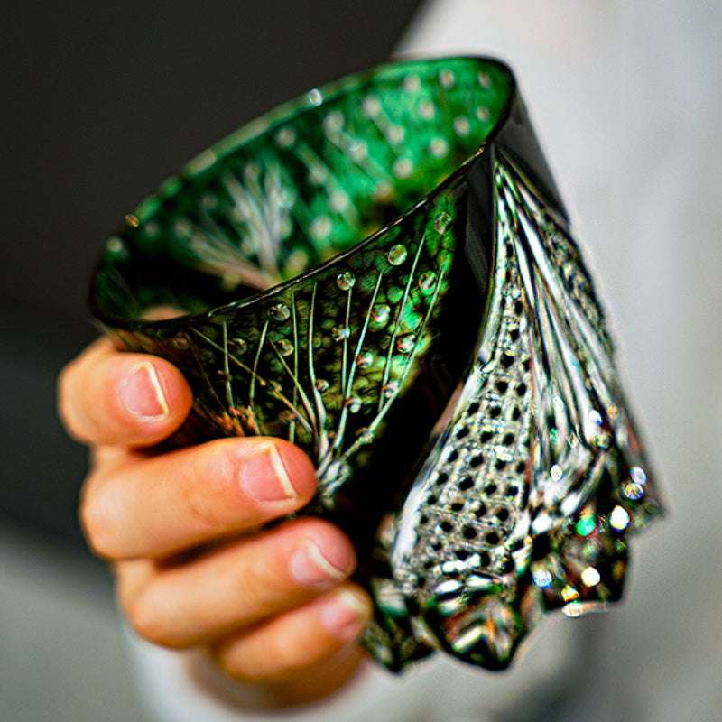 Claywhispers Handcrafted Green Serpent Whisky Glass With Wooden Box