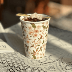 Handcrafted Embossed Coffee Cup with High-Temperature Underglaze (400ml)