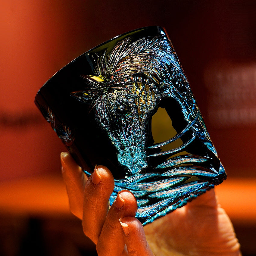 Edo Kiriko Tanma Whisky Glass | Handcrafted Crystal Tumbler with Wooden Gift Box