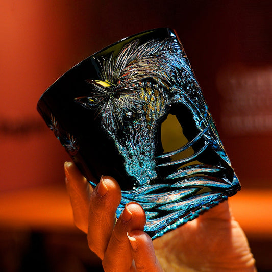 Edo Kiriko Tanma Whisky Glass | Handcrafted Crystal Tumbler with Wooden Gift Box