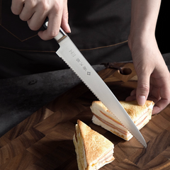Tojiro DP VG10 Japanese Bread Knife 8.5" (215mm) | Professional Serrated Slicer F-828