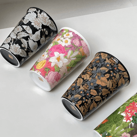 Handcrafted Embossed Coffee Cup with High-Temperature Underglaze (400ml)