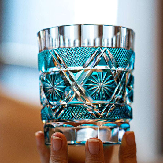 ClayWhispers Handcrafted Kiku Suji Whisky Glass With Wooden Box