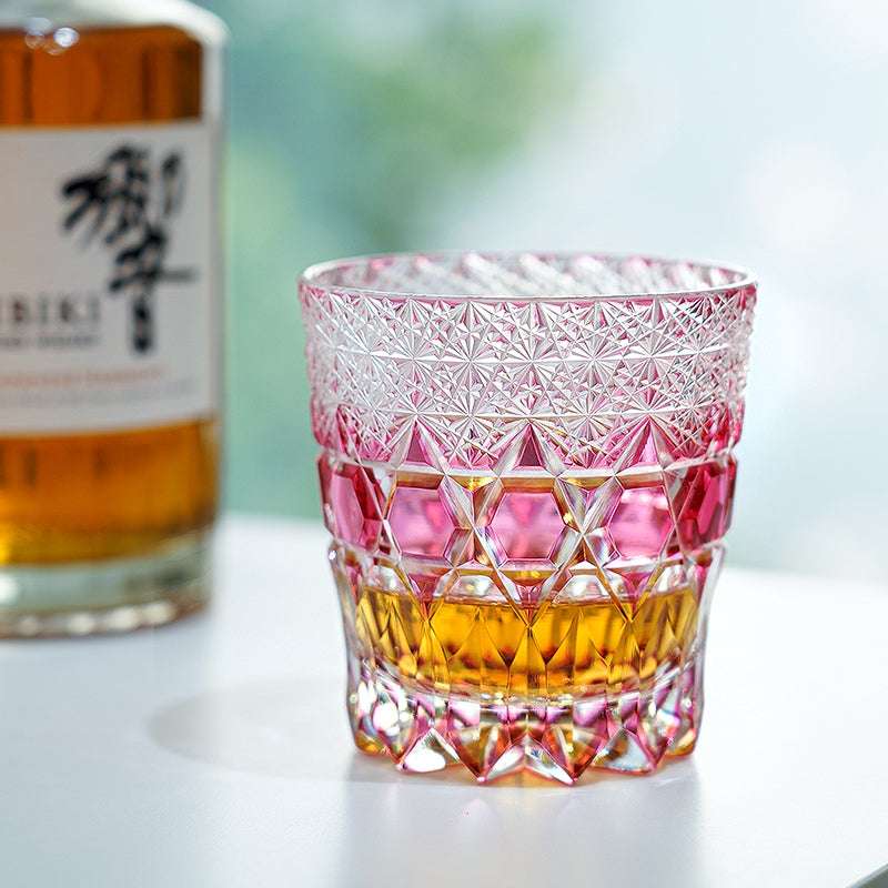 ClayWhispers Handcrafted Rose Fluorite Whisky Glass With Wooden Box