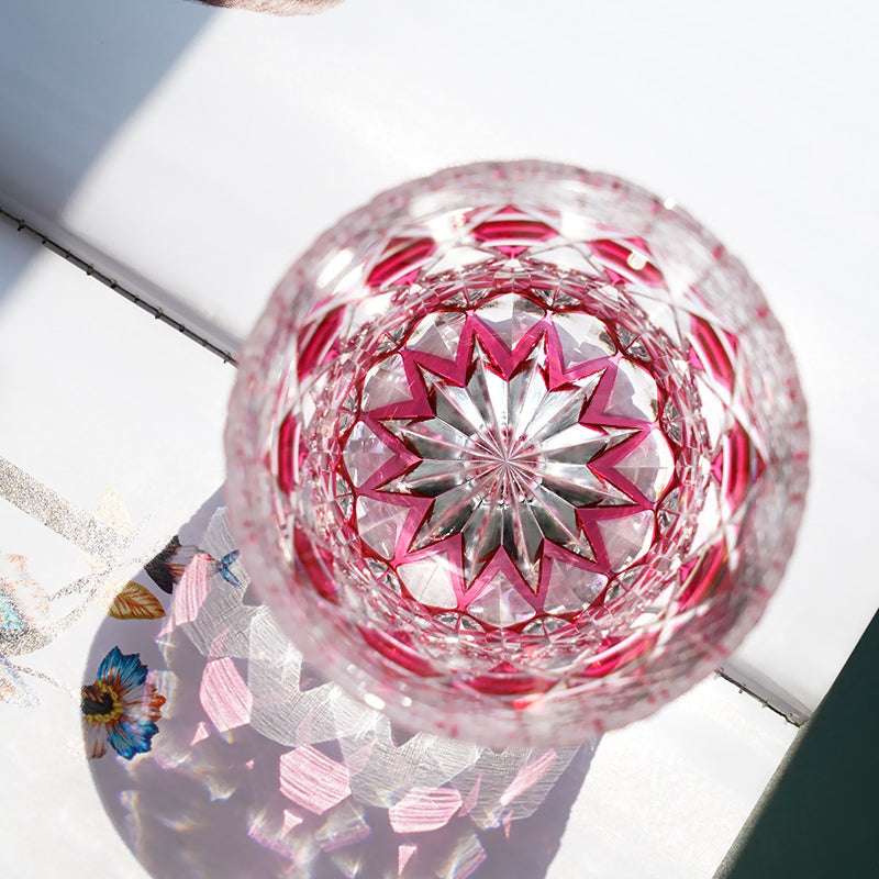 ClayWhispers Handcrafted Rose Fluorite Whisky Glass With Wooden Box
