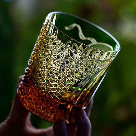 Edo Kiriko Handcrafted Fujin Whisky Glass