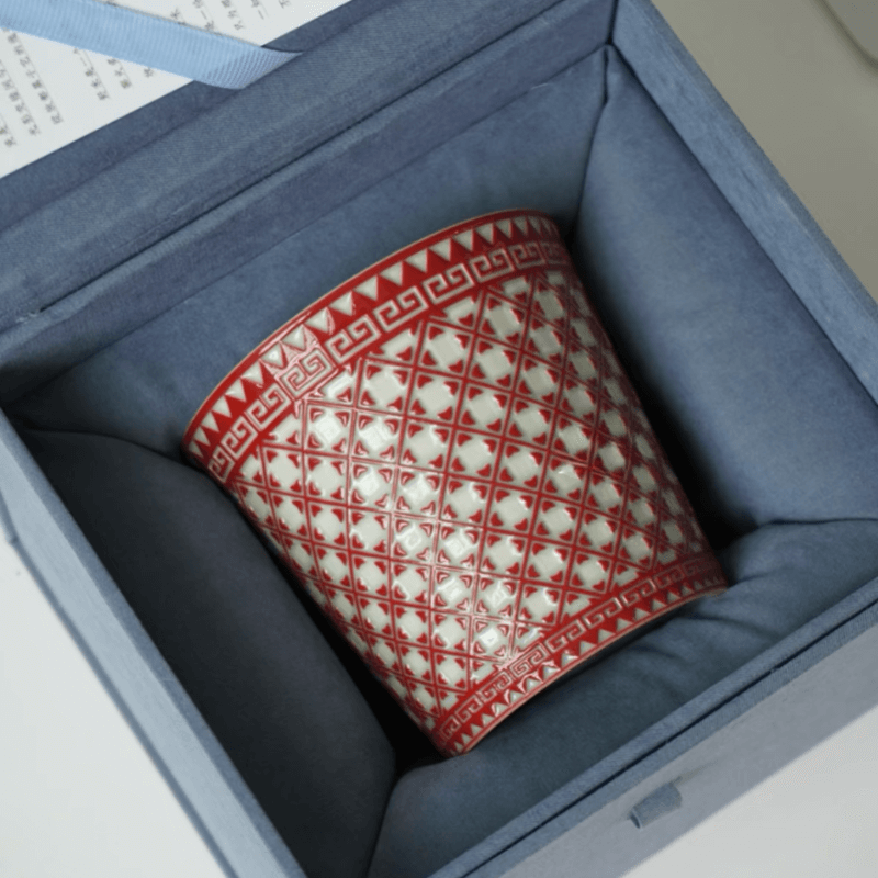 Handcrafted Celadon Coffee Cup with Embossed Design (260ml)