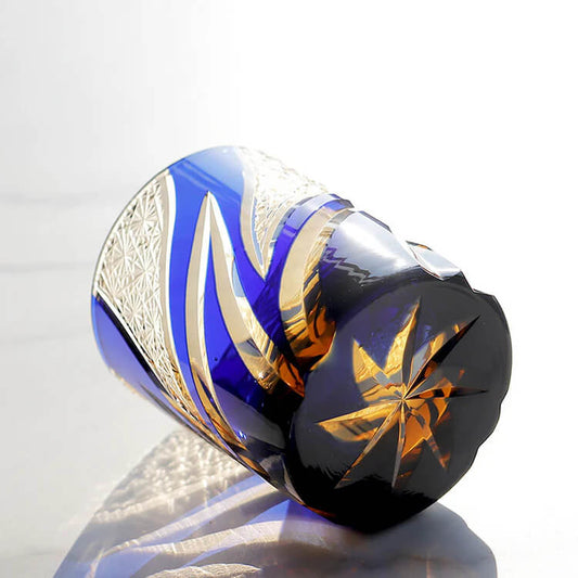 Edo Kiriko “Blue Flame” Hand-Cut Whiskey Glass