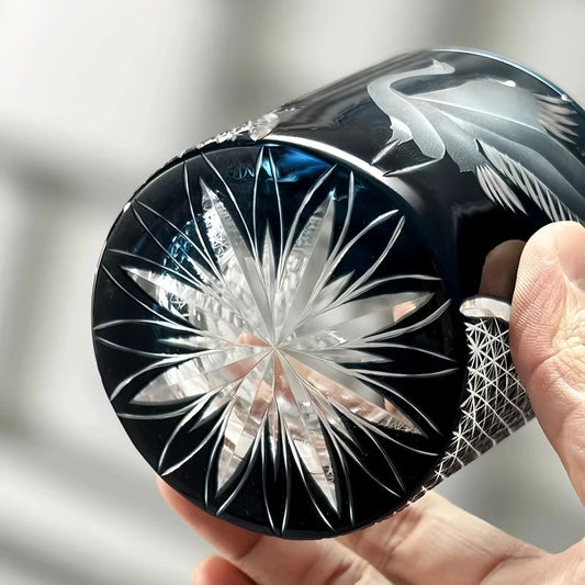 Edo Kiriko Handcrafted Soaring Crane Whisky Glass