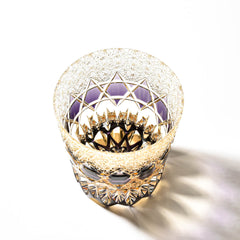 Luxury Edo Kiriko Whiskey Glass - Handcrafted Fluorite-Hued Crystal - Old Fashioned Tumbler & Wooden Gift Box(10oz)