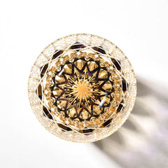 Luxury Edo Kiriko Whiskey Glass - Handcrafted Fluorite-Hued Crystal - Old Fashioned Tumbler & Wooden Gift Box(10oz)