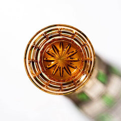 Edo Kiriko Green Amber Grid | Hand Cut Czech Crystal Whiskey Glass & Old Fashioned Rocks Glass | Bohemian Gift (13.5oz)