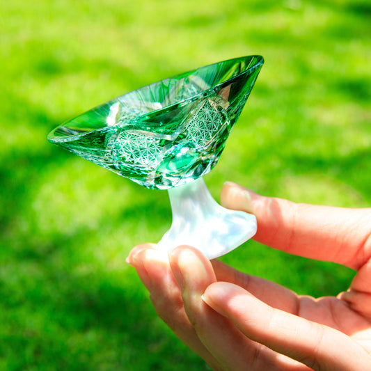 Edo Kiriko Handcrafted Kohaku Sake Glass