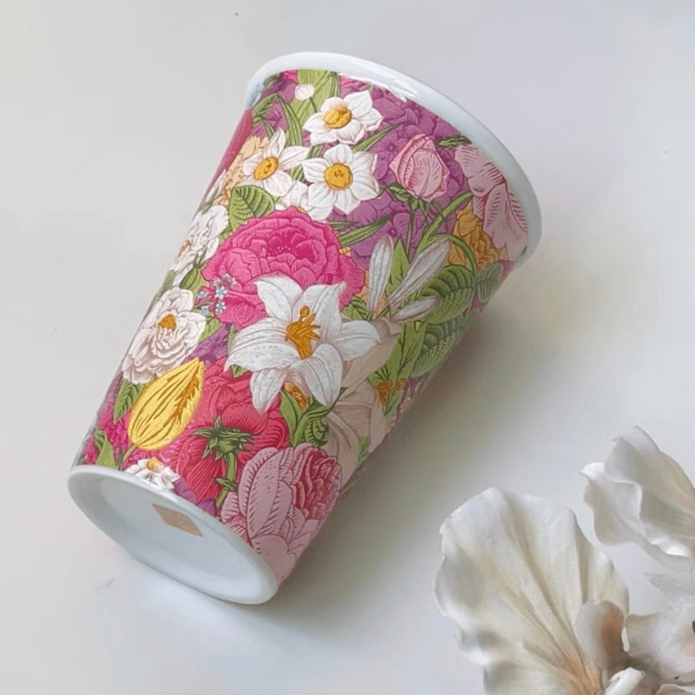 Handcrafted Embossed Coffee Cup with High-Temperature Underglaze (400ml)