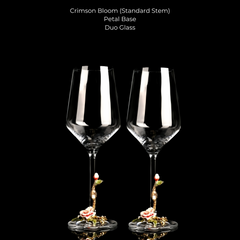 Metallic Flower Crystal Wine Glasses with Decanter Suitcase Set