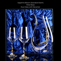 Metallic Flower Crystal Wine Glasses with Decanter Suitcase Set