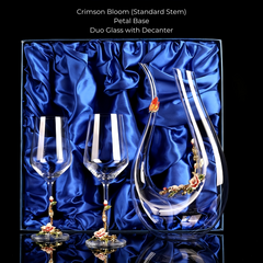 Metallic Flower Crystal Wine Glasses with Decanter Suitcase Set